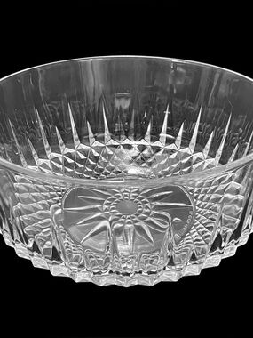 Vintage 1960s Arcoroc France Diamant Starburst Clear Pressed Glass Salad Bowl